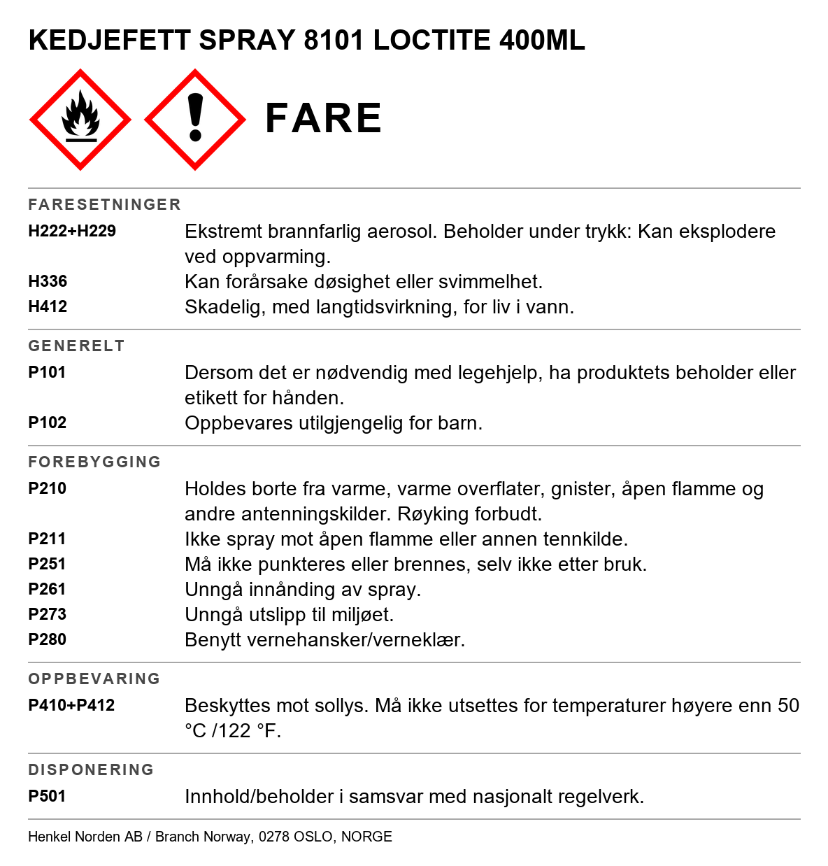 Kjedefett Loctite 8101