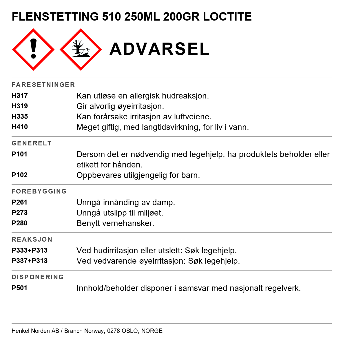 Flenstetting Loctite 510