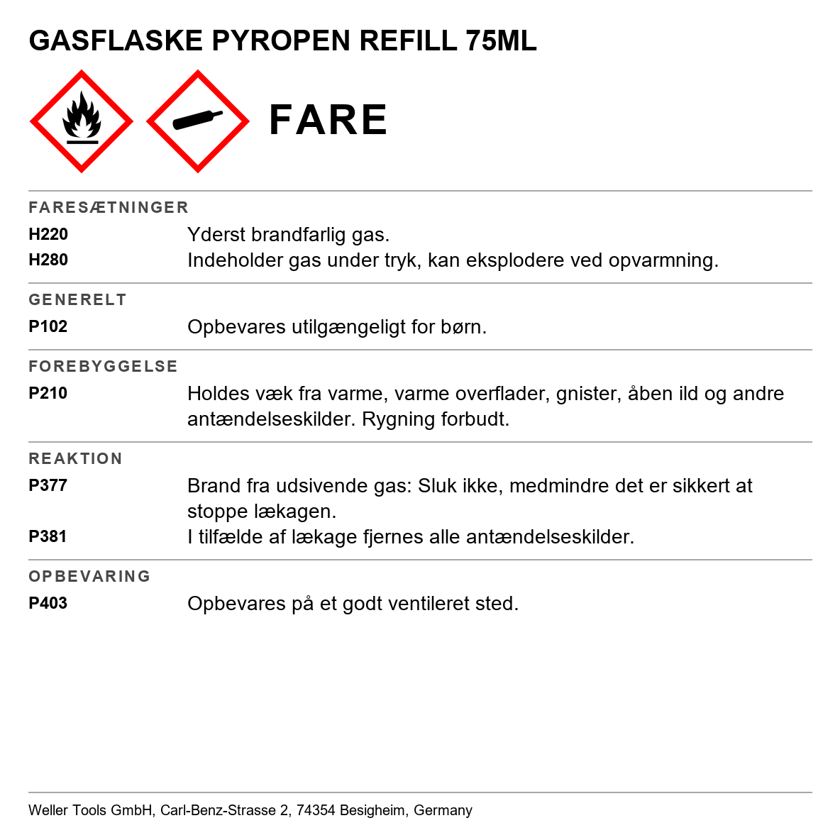 Pyropen gasdrevet Weller – Apex Tool Group