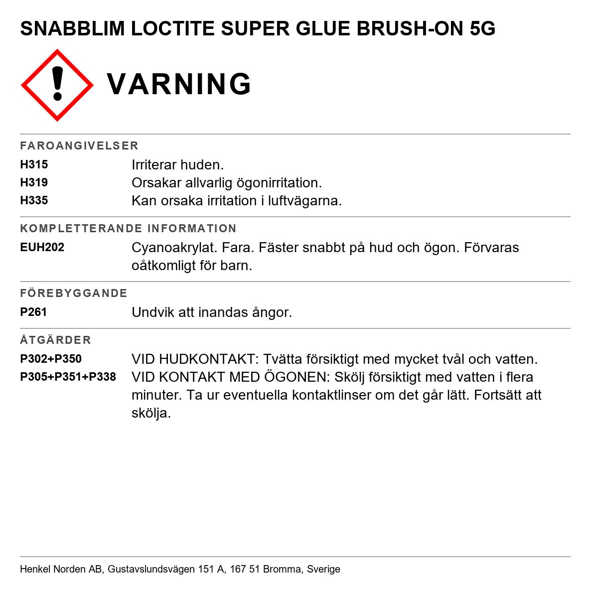 Snabblim Super Glue Brush-On 5 gram Loctite