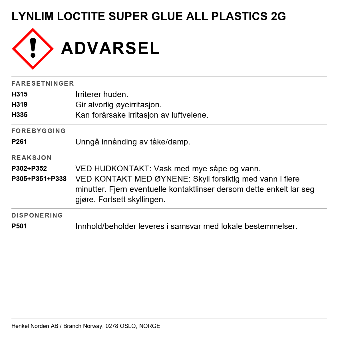 Hurtiglim 2-komponent Super Glue All Plastics Loctite