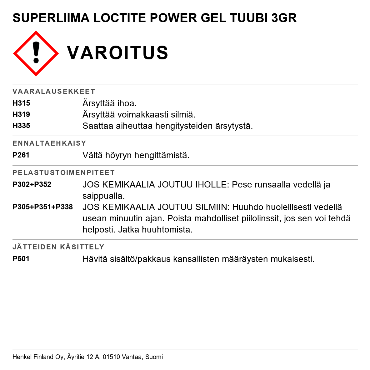Pikaliima Loctite Superliima Power Gel