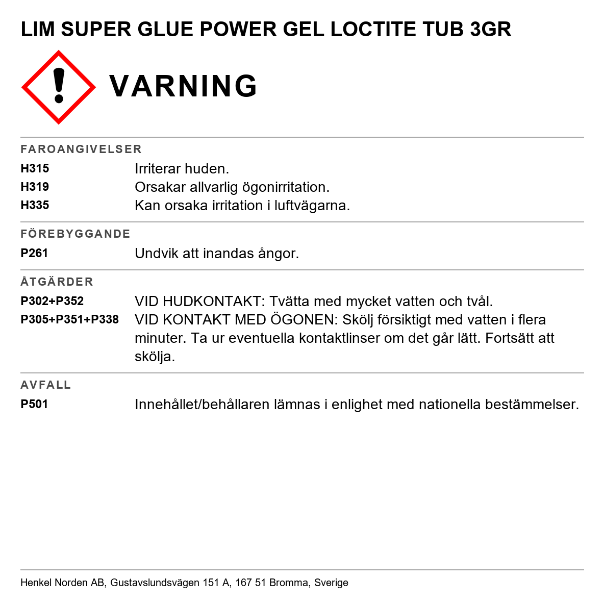 Snabblim Loctite Superlim Power Gel