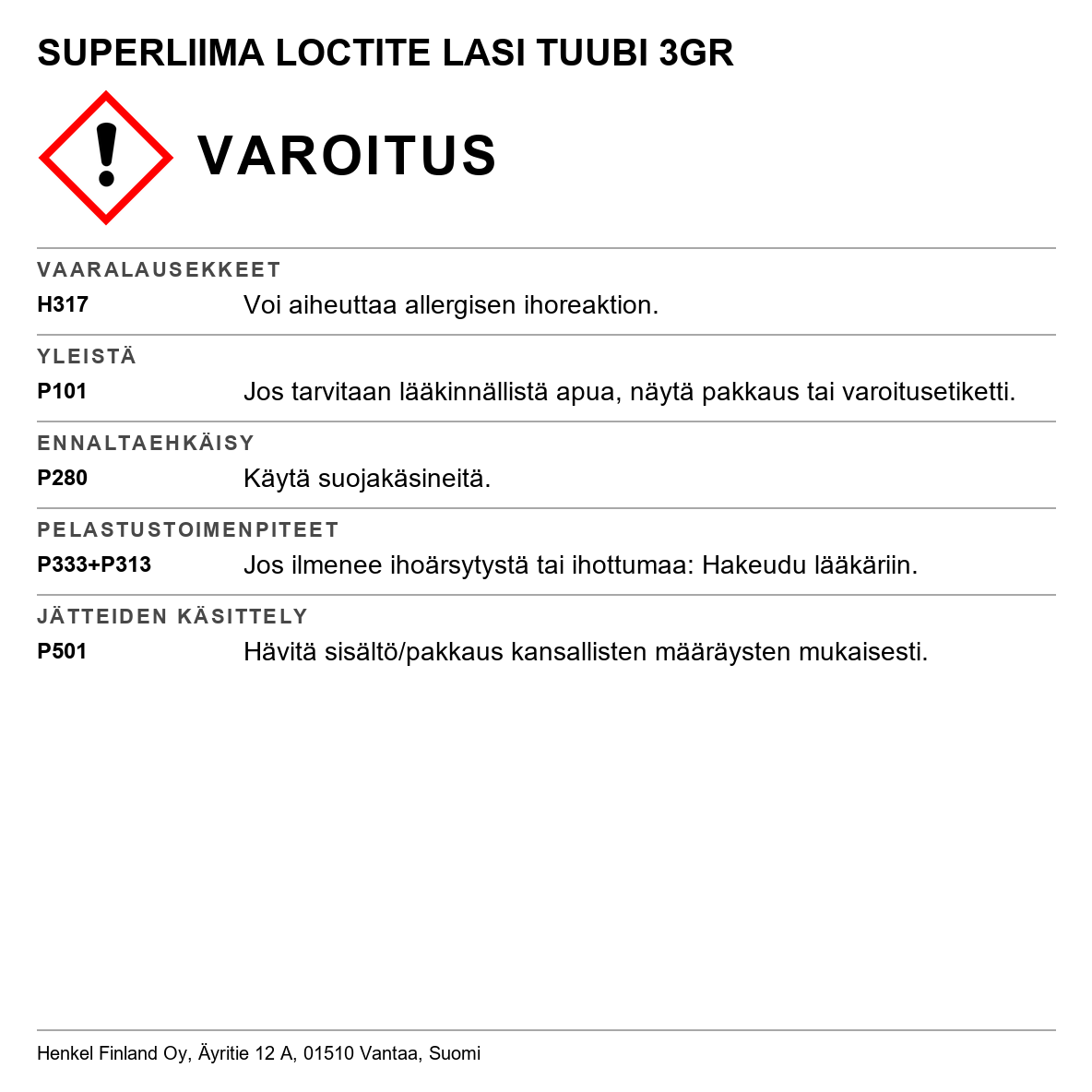 Lasiliima Loctite Super Glue Glass