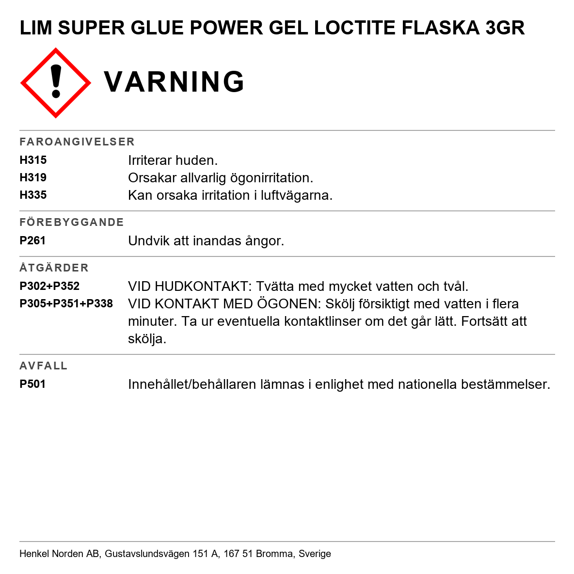Snabblim Loctite Super Glue Power Gel Control