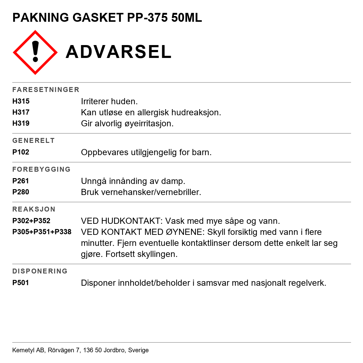 Flytende pakning Plastic Padding
