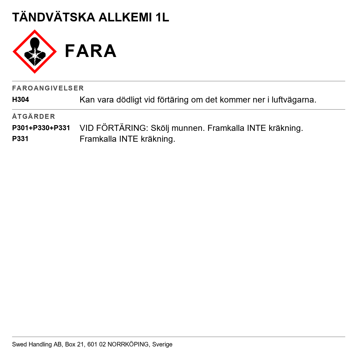 Tändvätska Allkemi