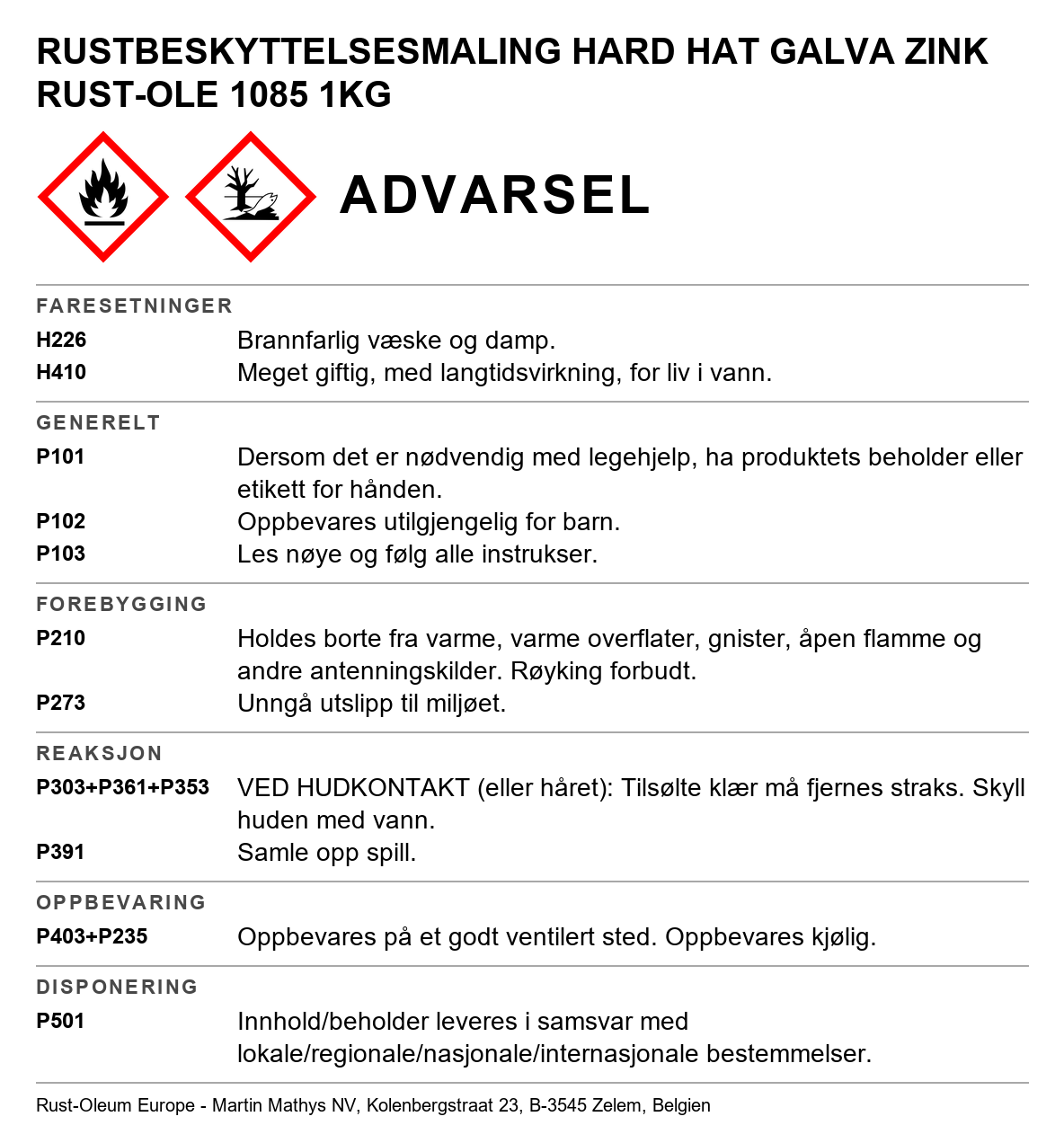 Kaldgalvaniseringsmaling Rust-Oleum Galva Zink 2185, 1085