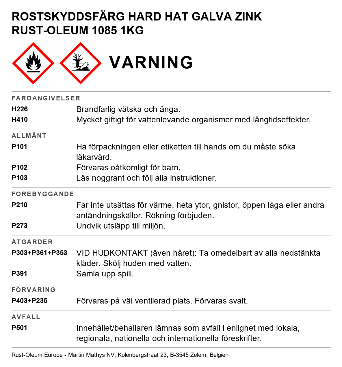 Kallgalv Rust-Oleum Galva Zink 2185, 1085