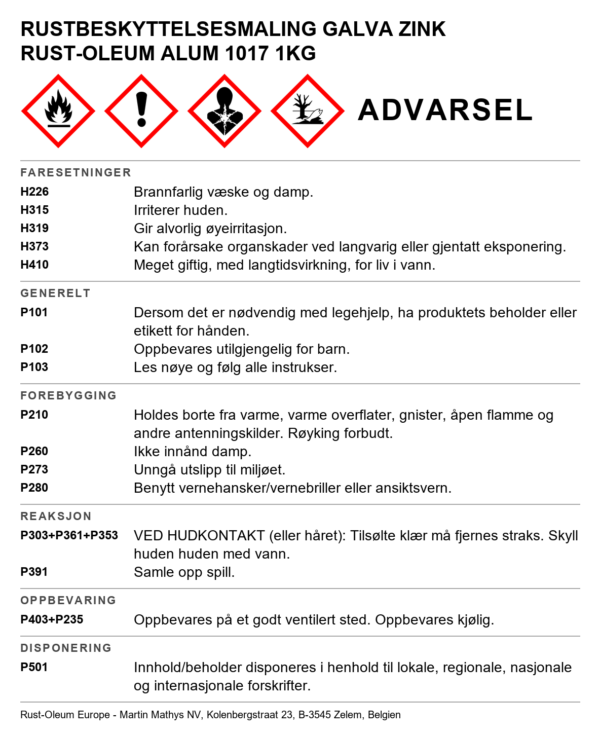 Kaldgalvaniseringsmaling Rust-Oleum Galva Zink-Alu 2117, 1017
