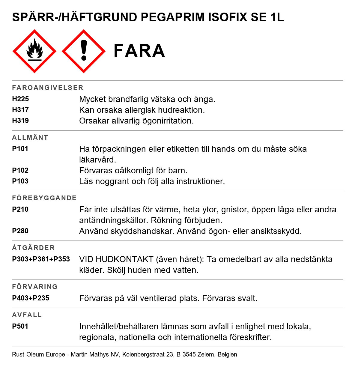 Spärr- och häftgrund Rust-Oleum Pegarim Isofix