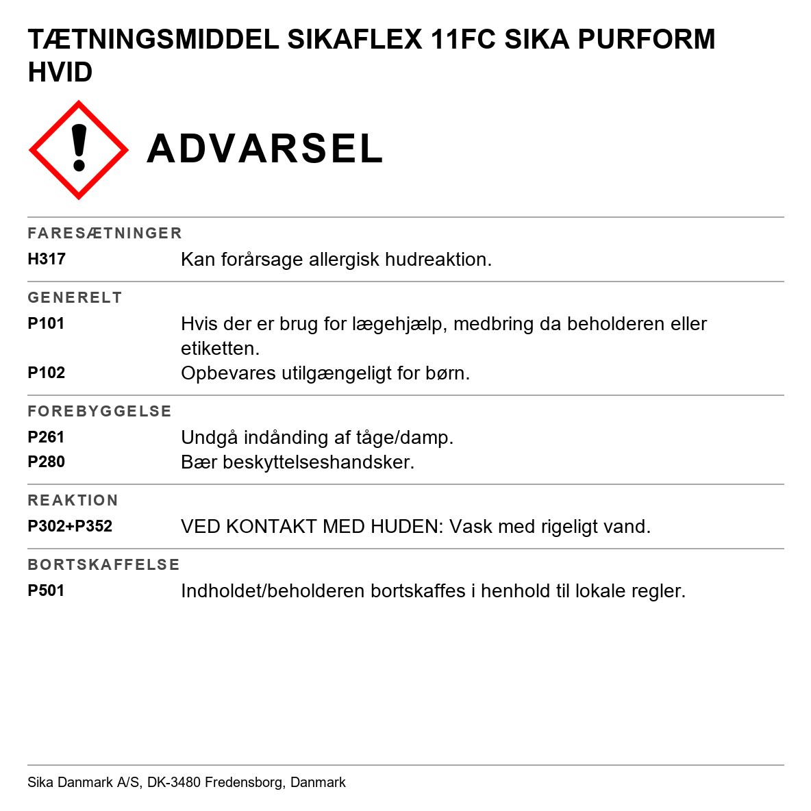 Klæbemiddel og fugemasse Sikaflex-11FC+ / - FC Purform