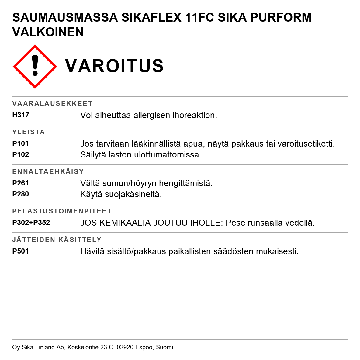Liima- ja saumausmassa-11FC+/- FC Purform