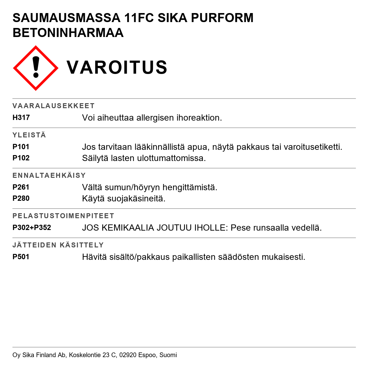 Liima- ja saumausmassa-11FC+/- FC Purform