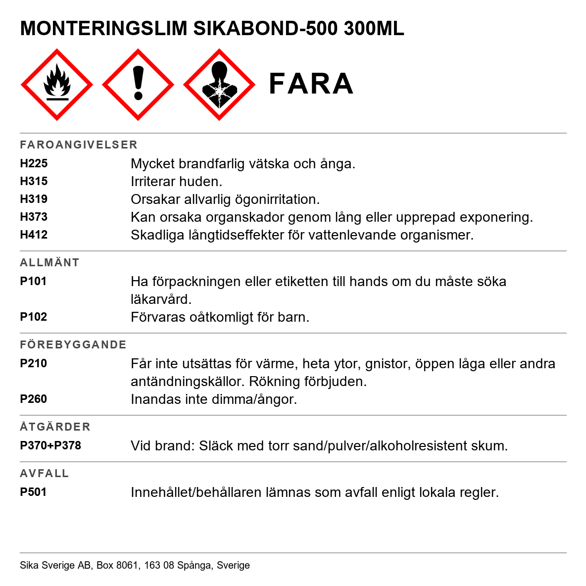 Monteringslim Sikabond-500
