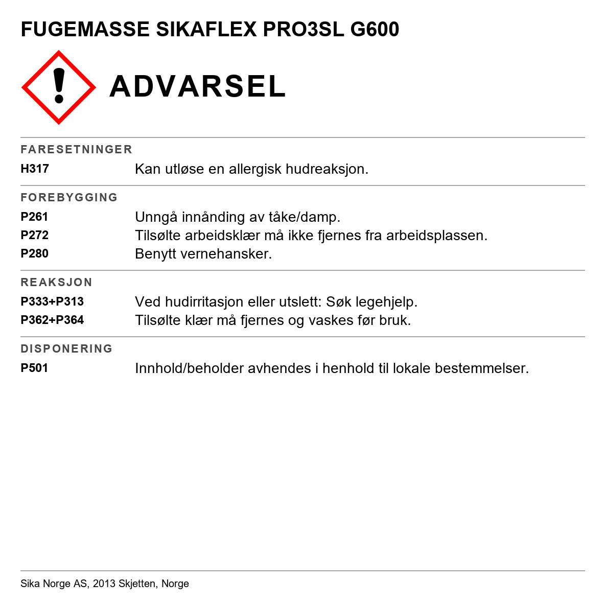 Hellbar fugemasse Sikaflex-PRO3SL