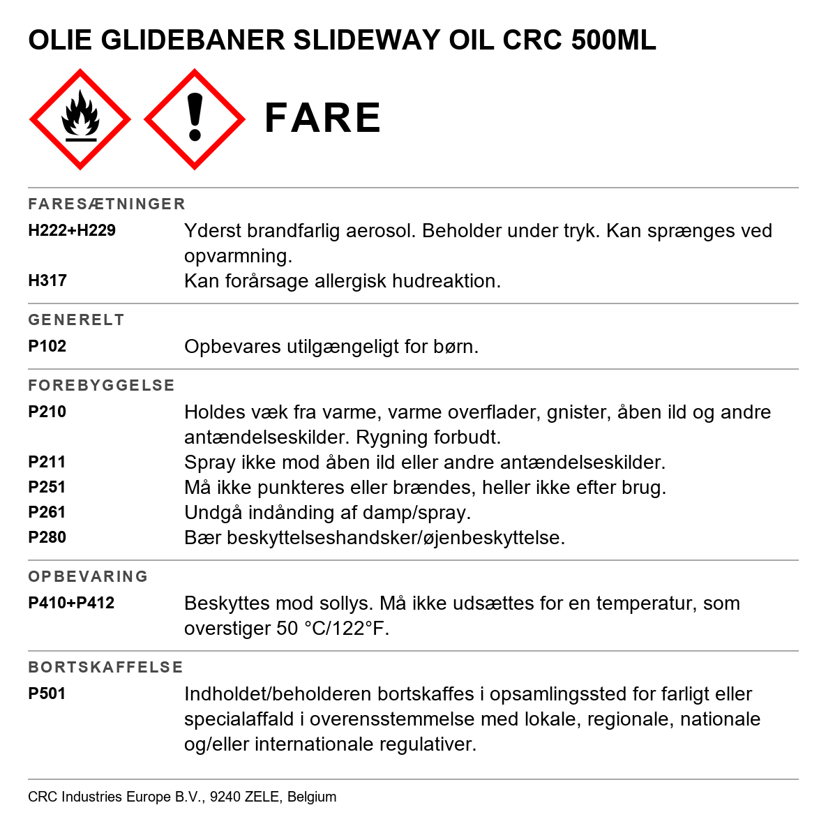 Glidebaneolie CRC