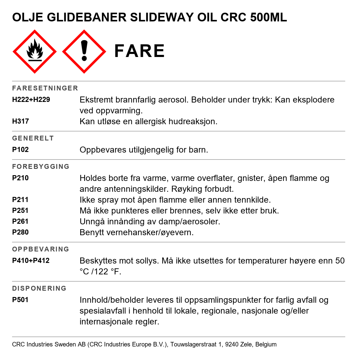 Glidebaneolje CRC