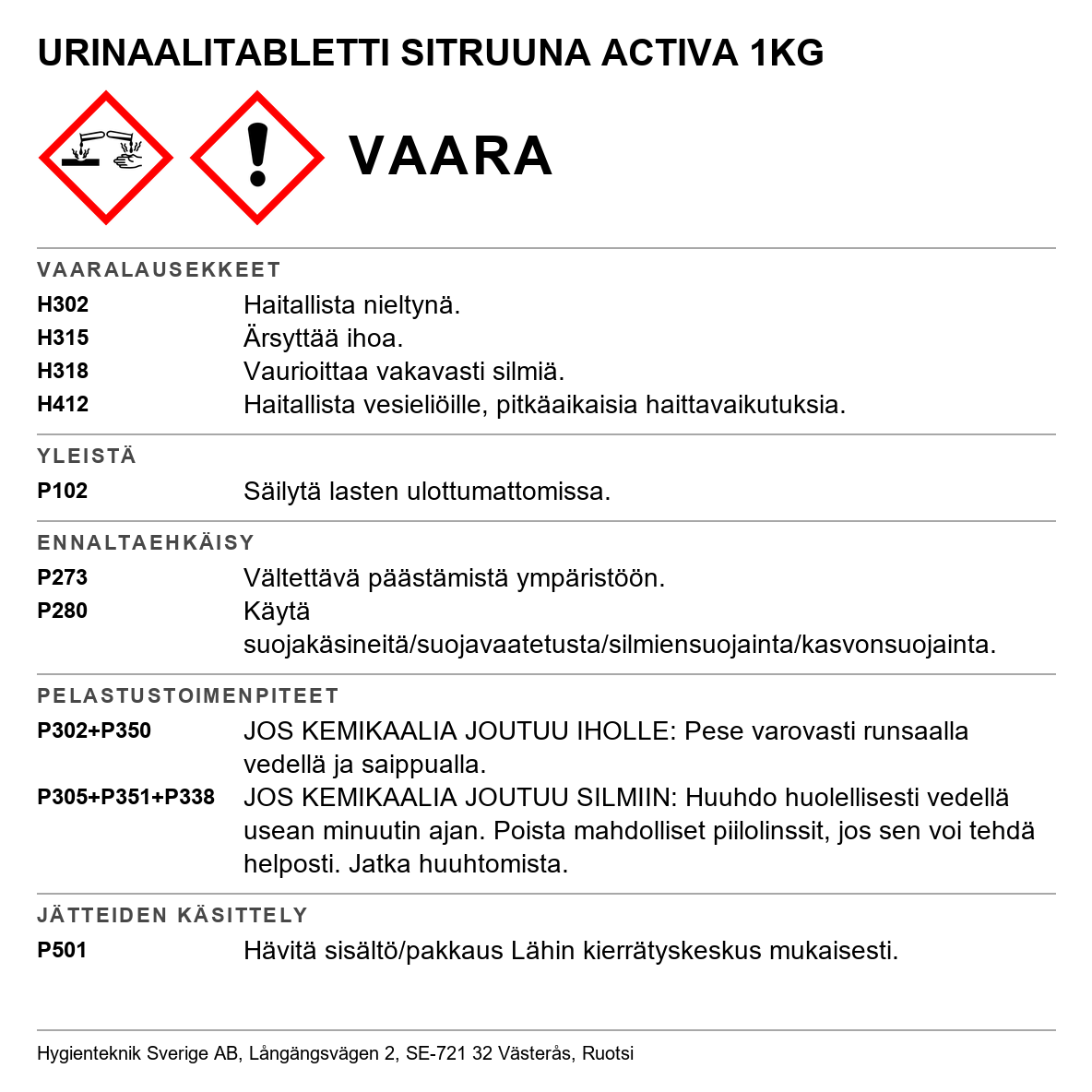 Urinaalitabletti Activa