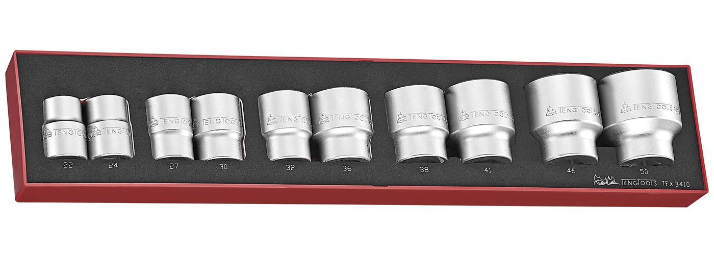 10 piece Socket set. With 3/4" square drive. Teng Tools TEX3410