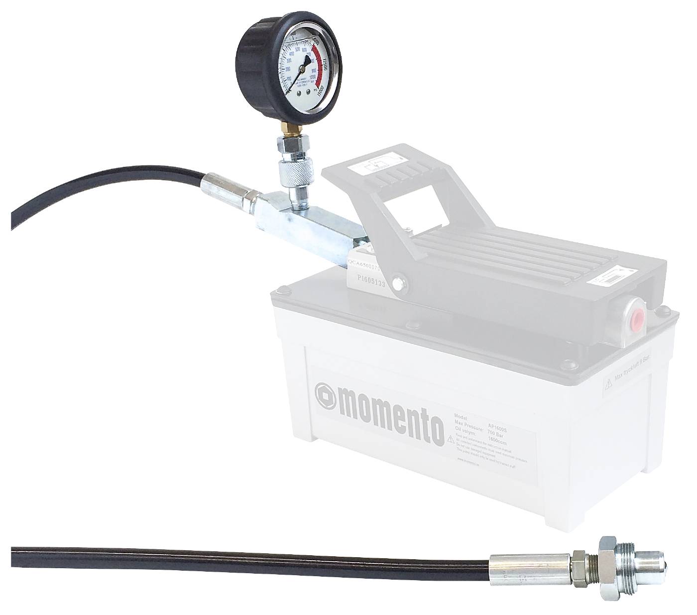 Manometersats handpump och tryckluftsdriven pump Momento