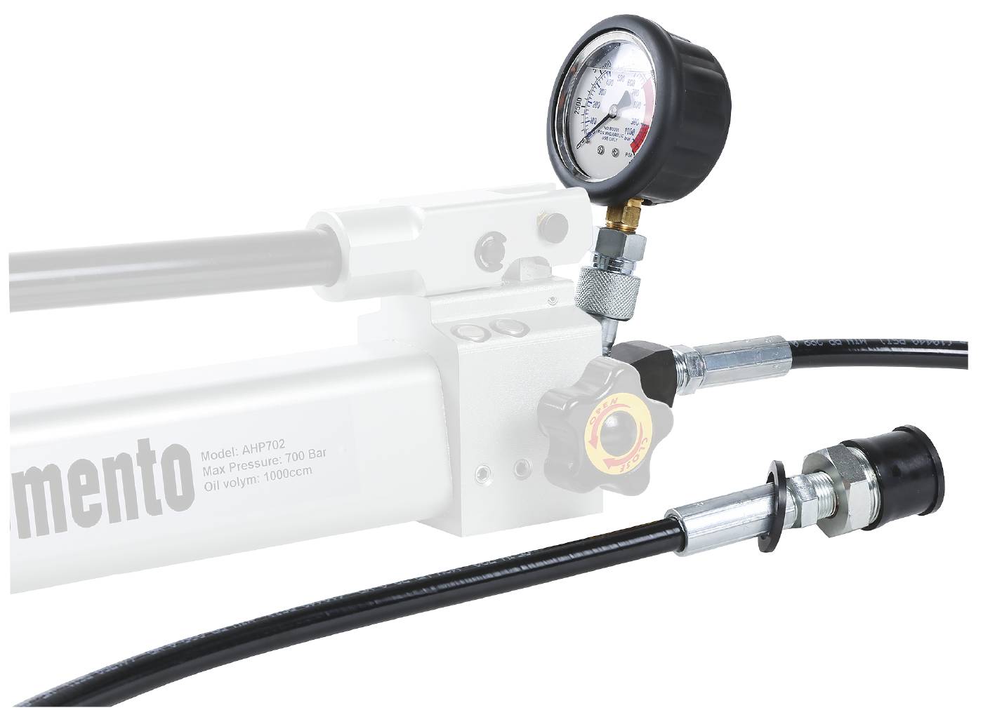 Pressure gauge set hand pump and compressed-air-driven pump Momento