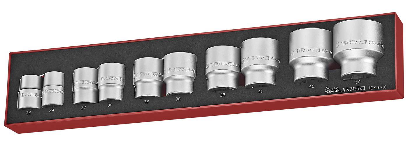 10 piece Socket set. With 3/4" square drive. Teng Tools TEX3410