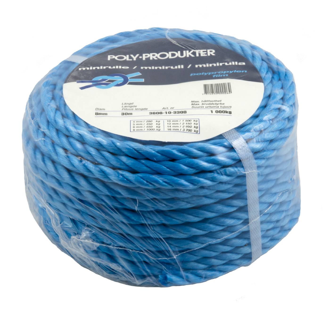 Polypropylene rope 3-strand blue