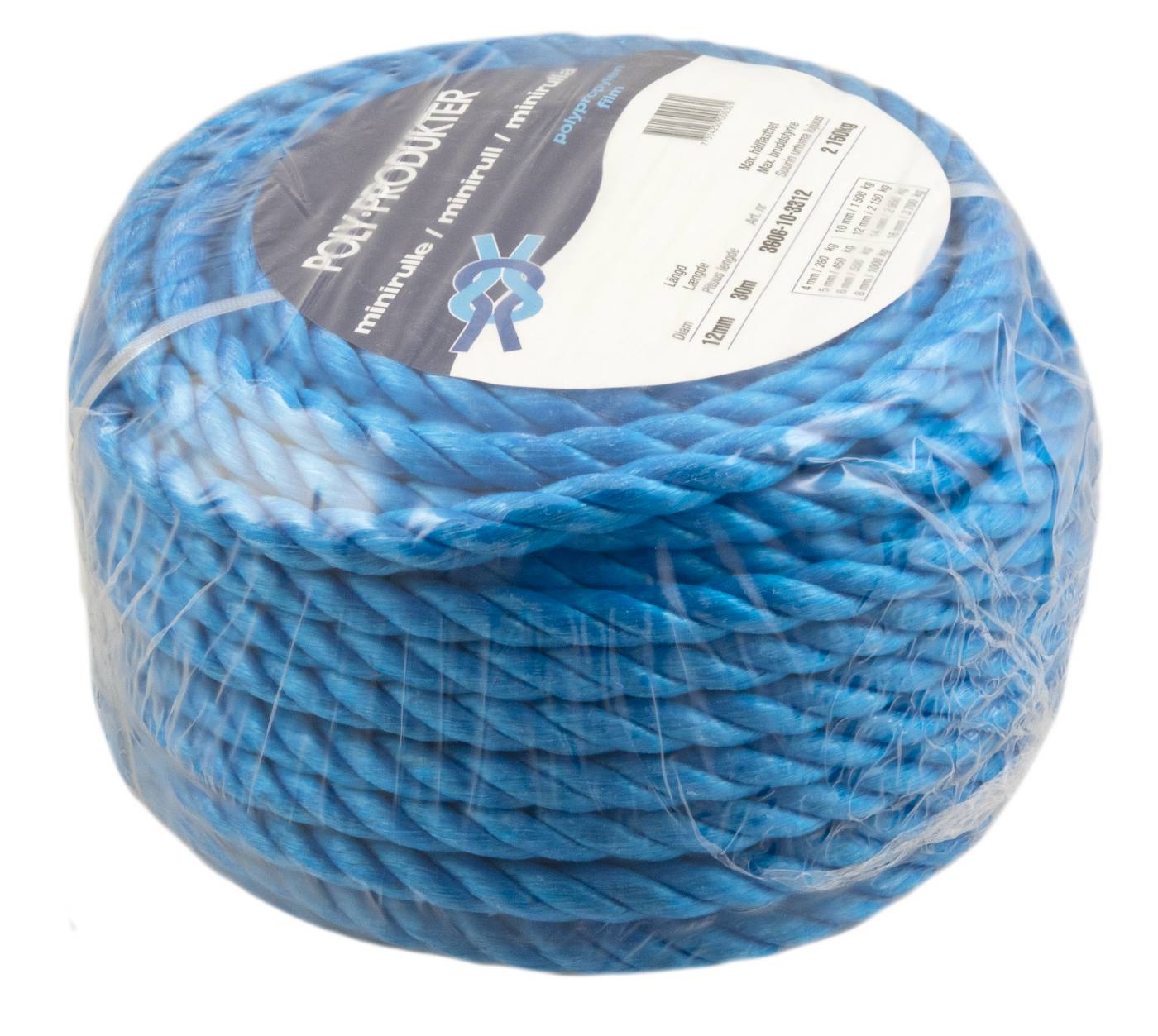 Polypropylene rope 3-strand blue