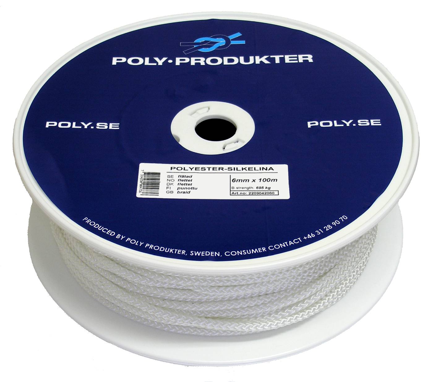 Polyester silk cord braided