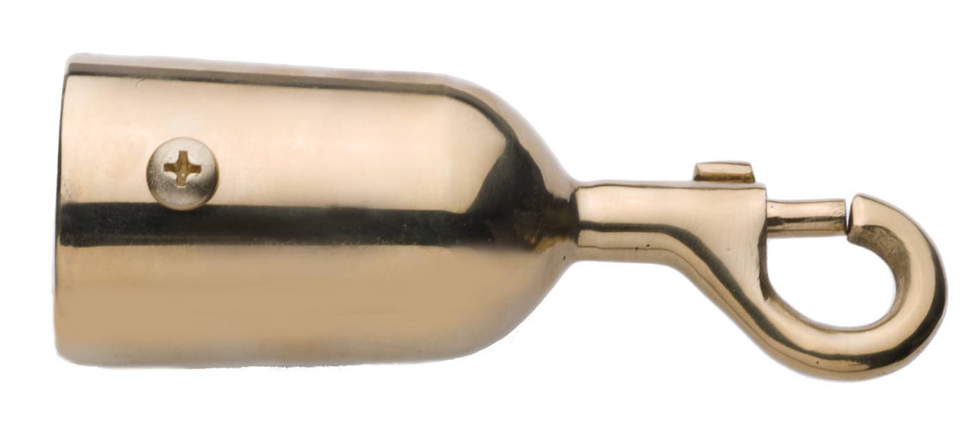 End fitting with snap-hook, for bannister rope
