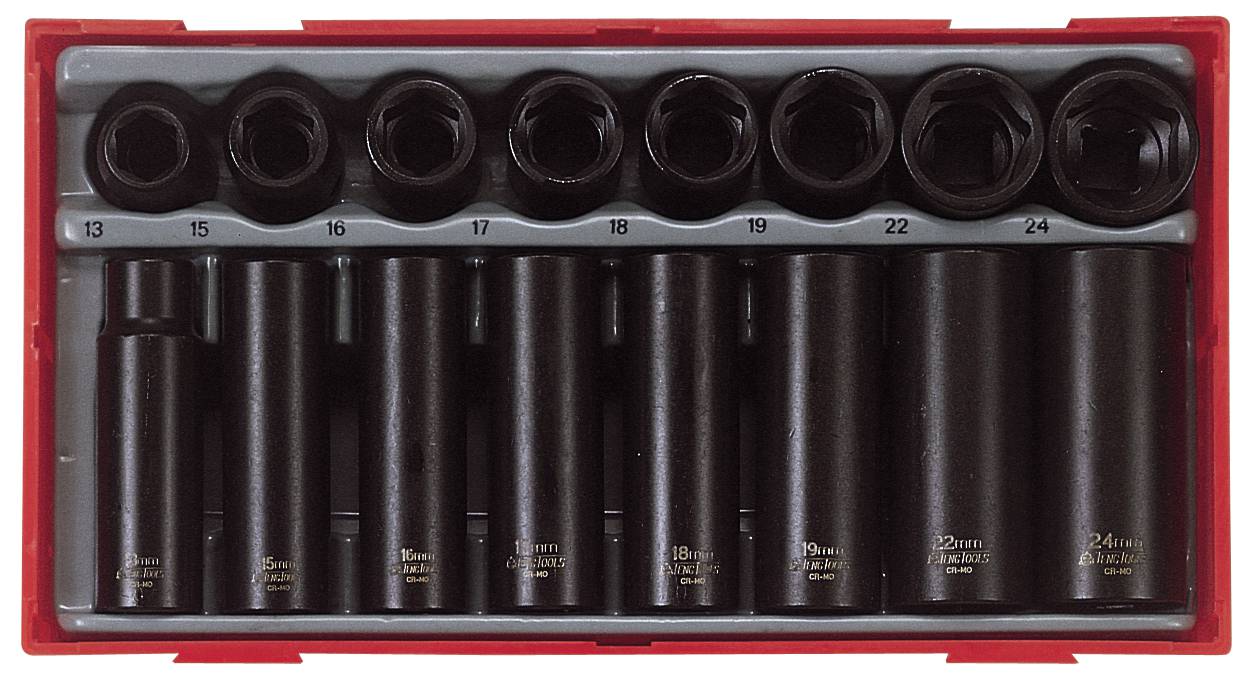 16 piece impact socket set. With 1/2" square drive Teng Tools TT9116