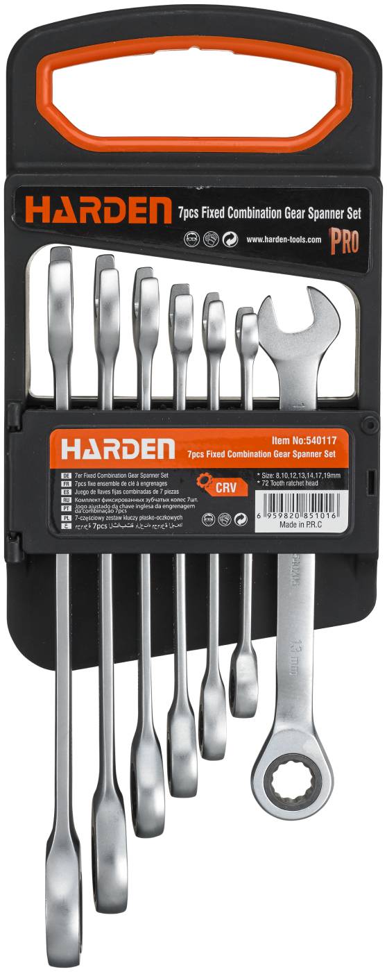 Ratcheting combination spanner set Harden