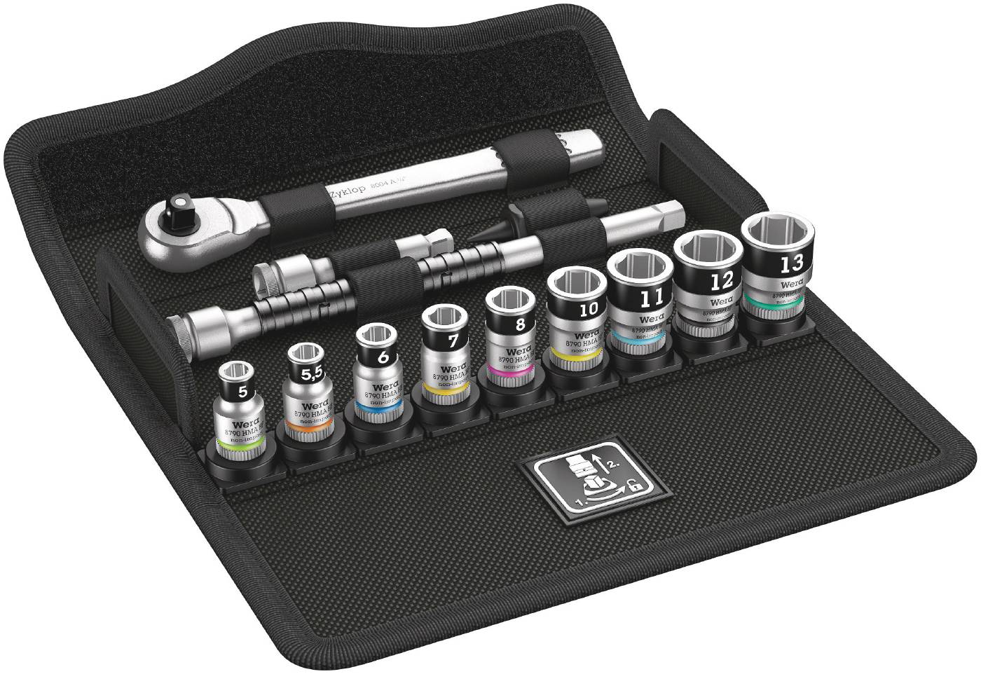 Ratchet handle set SA-HF12 metric Zyklop Wera