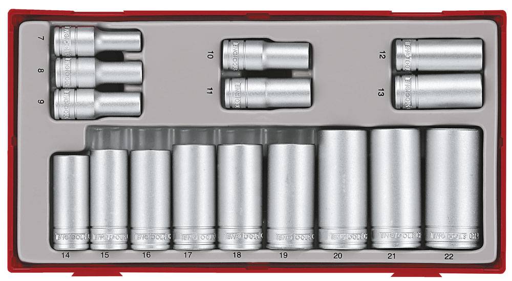 16 piece Socket set with 3/8'' square drive Teng Tools TT381612