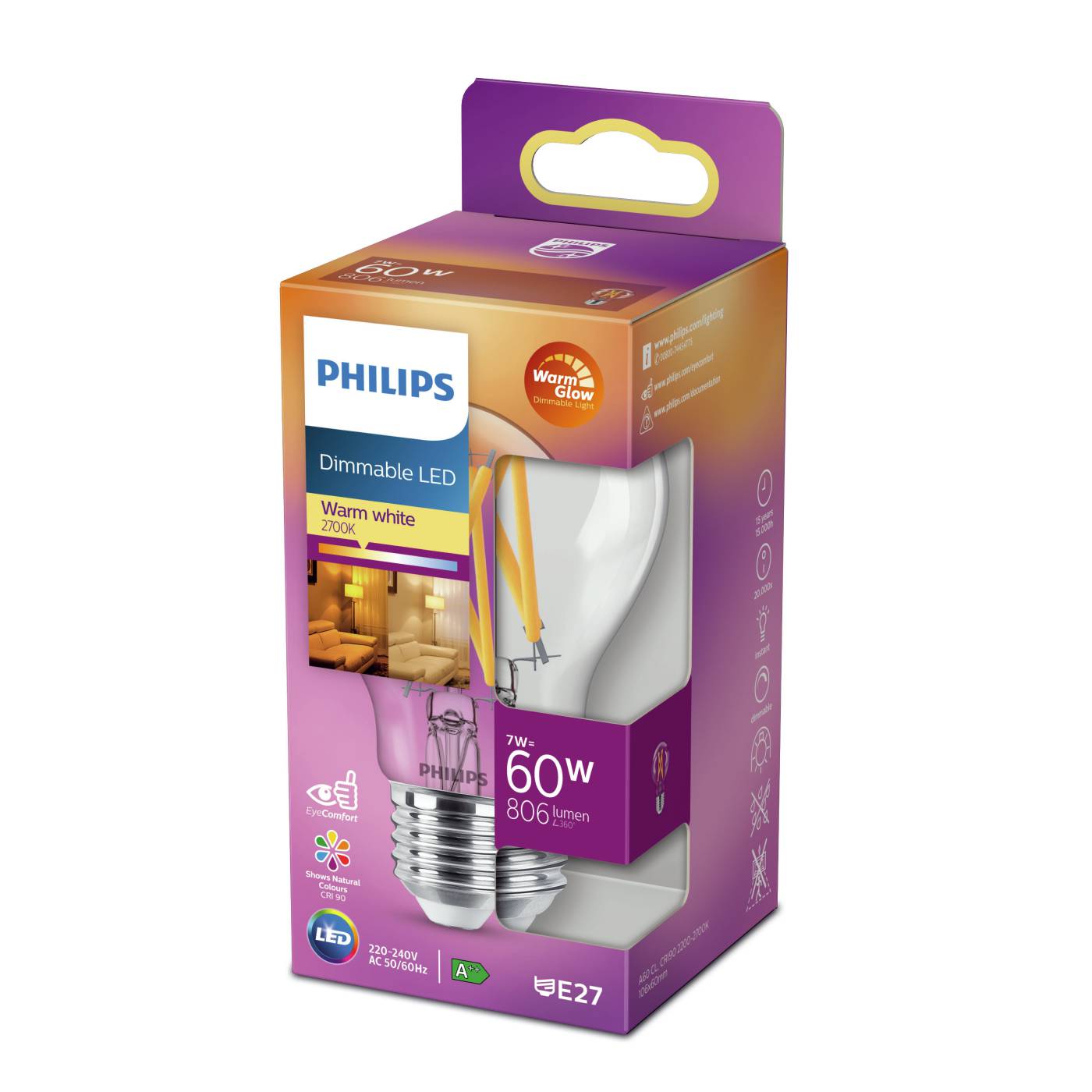 LED Classic pære E27 dæmpbar Philips