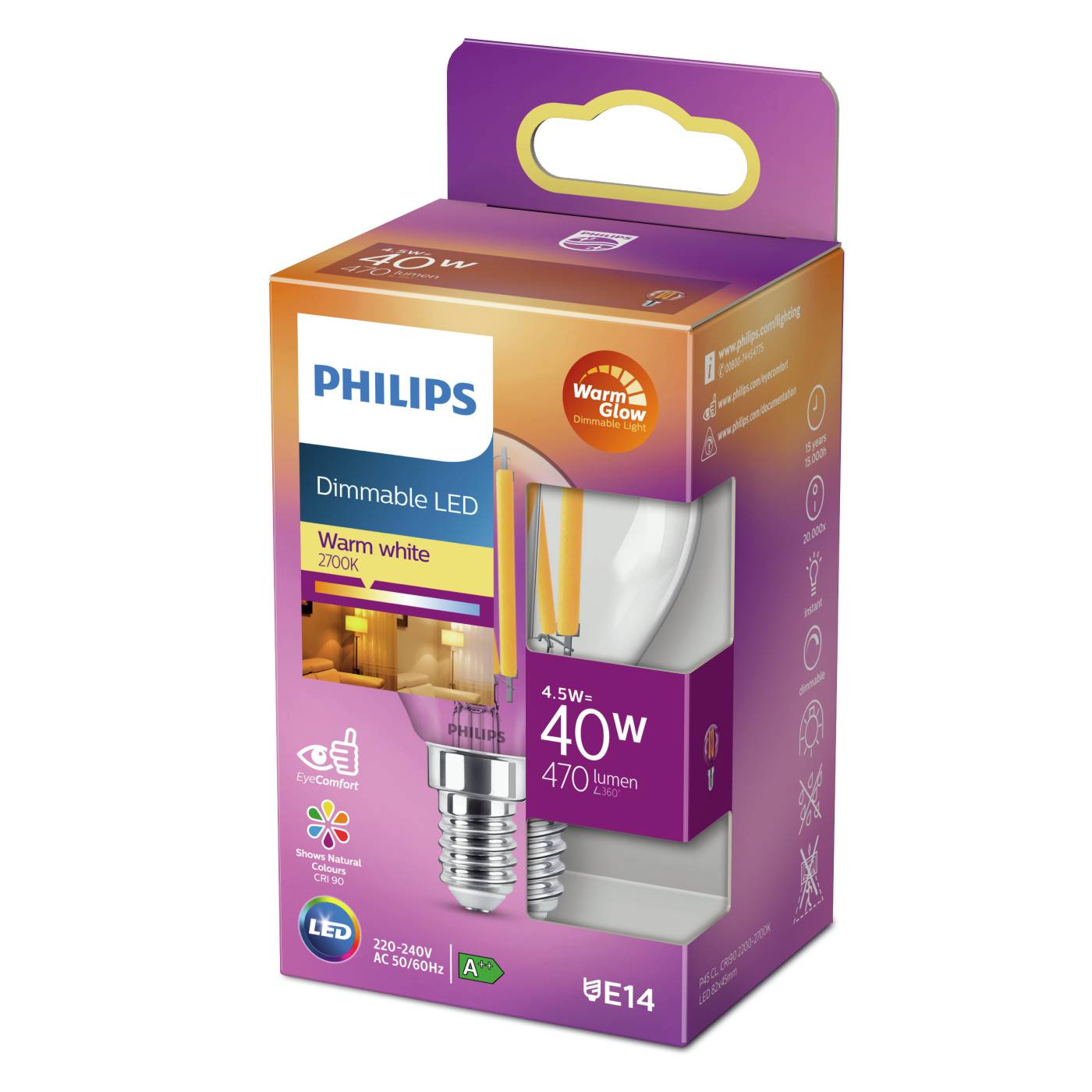 LED Classic Lustre E14 dæmpbar Philips
