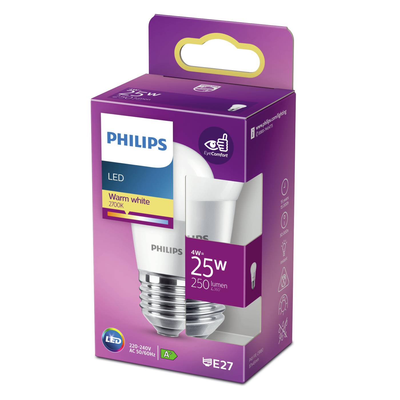 LED Lustre E27 frostet Philips