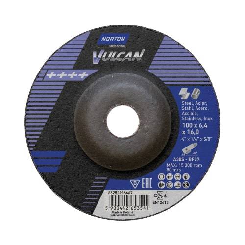 Depressed centre wheel for angle grinders Norton Vulcan