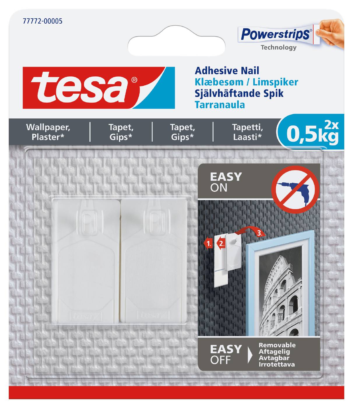 Adhesive nails for textured surface Tesa