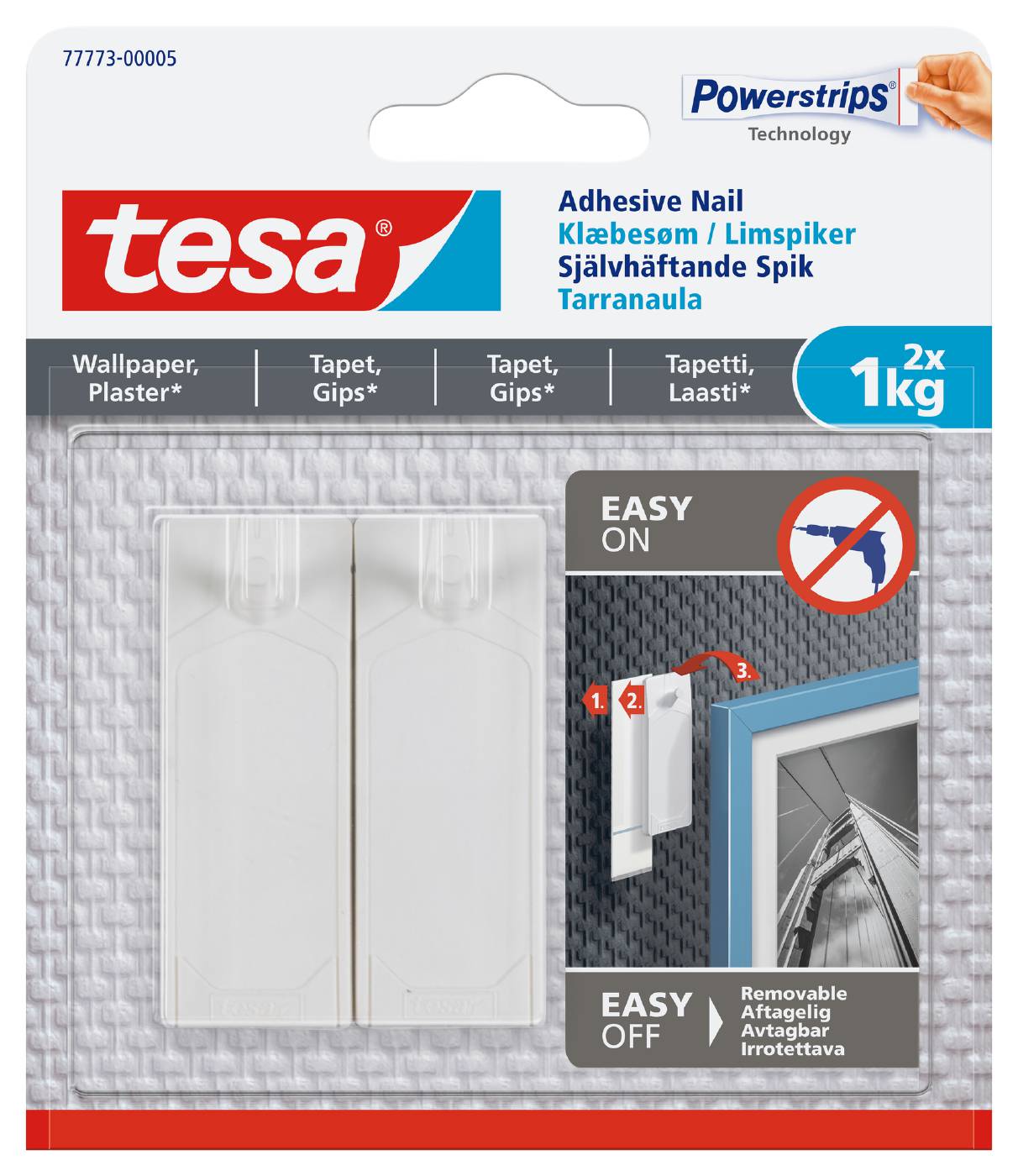 Adhesive nails for textured surface Tesa
