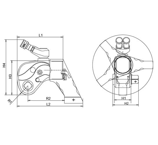 Hydraulic torque wrench WREN ATW with square thread