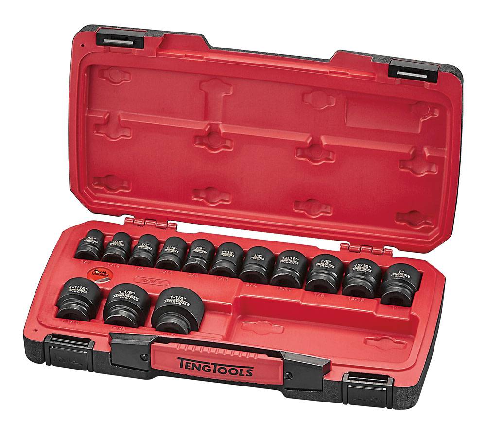 18 piece Impact socket set with 1/2" square drive Teng Tools T9218AF