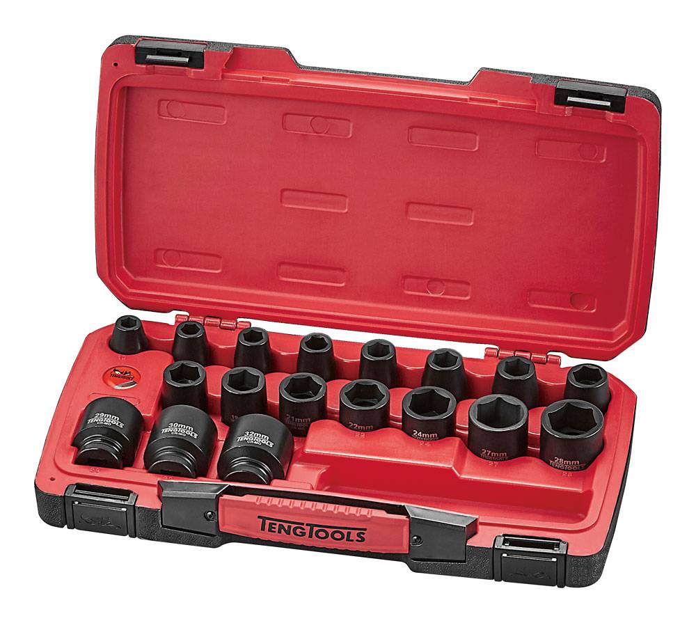 22 piece Impact socket set with 1/2" square drive Teng Tools T9222