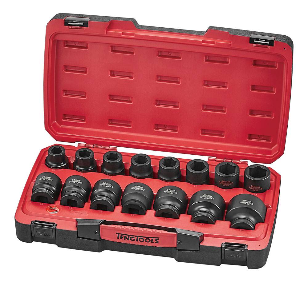 17 piece Impact socket set with 3/4" square drive Teng Tools T9417