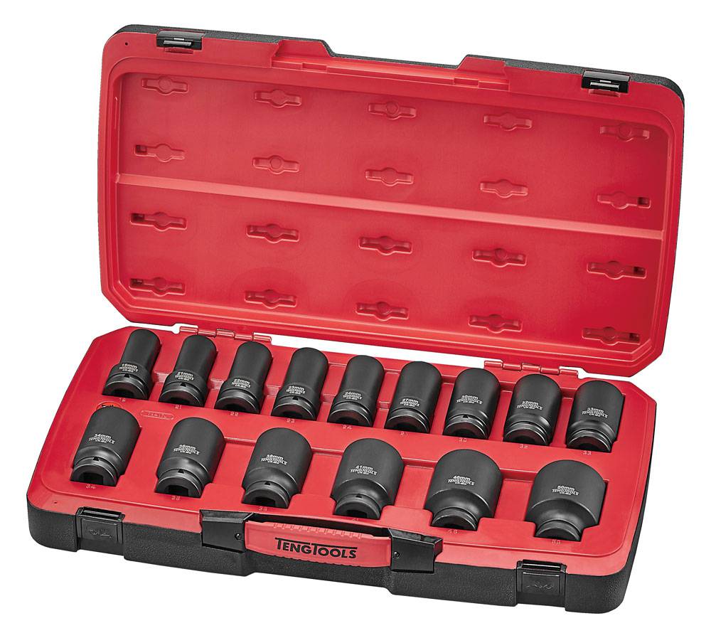 17 piece Impact socket set with 3/4" square drive Teng Tools T9417L