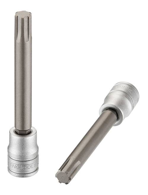 Long Ribe bit socket. With 0.375inch square drive. Teng Tools M382704-C M382710-C