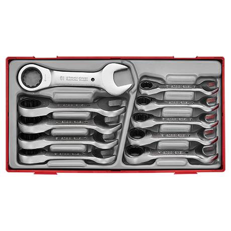 10 pc Ratchet combination spanner set Stubby Teng Tools TT6010MRS
