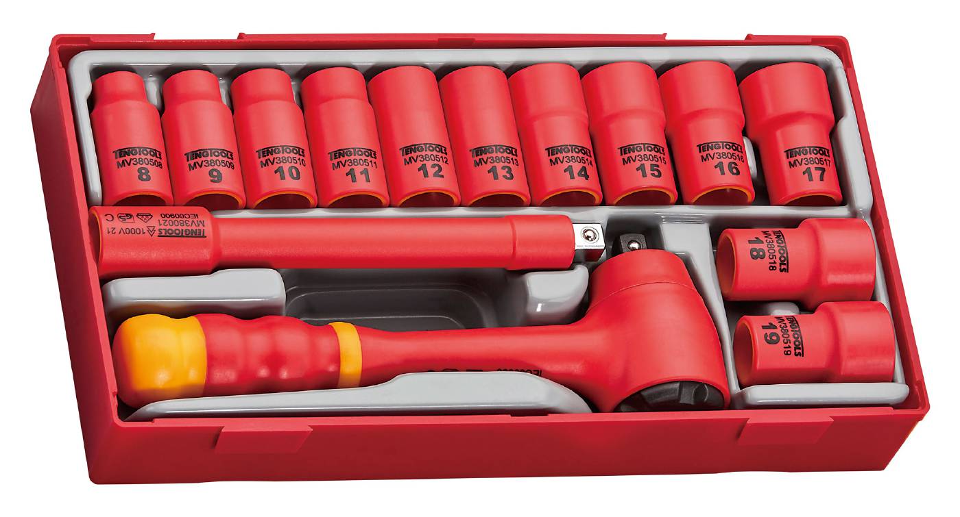 14 Piece 3/8 Inch Drive Socket Set Teng Tools TTV3814 1000V