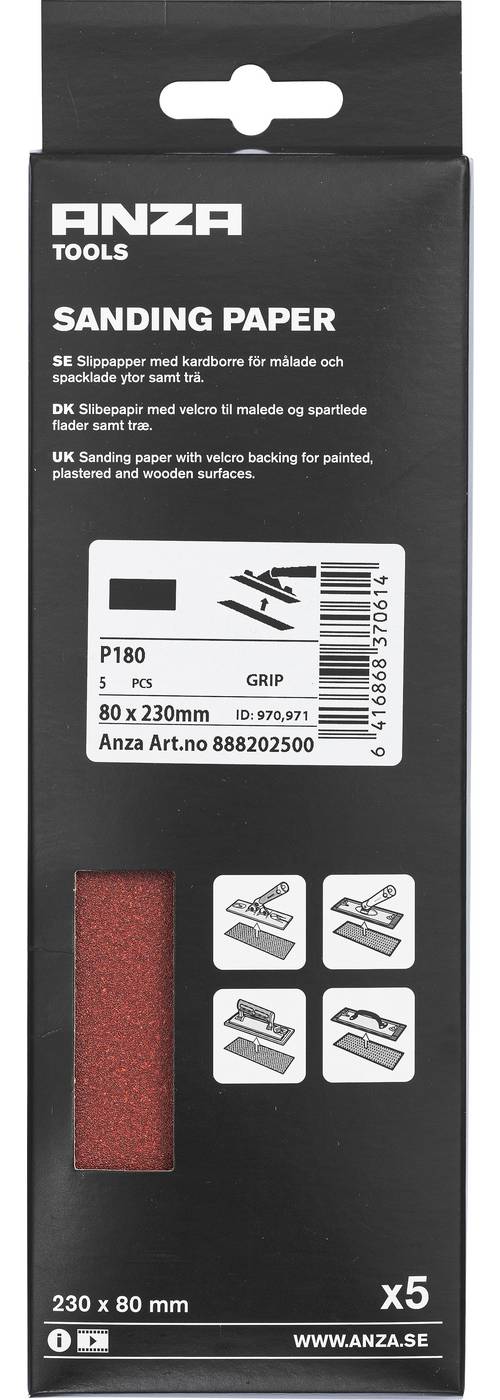 Abrasive paper with Velcro 5-pack ANZA